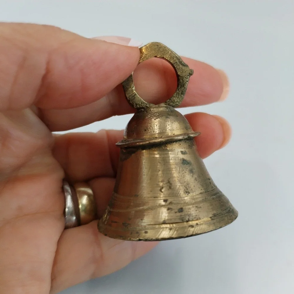 Vintage Brass Bells Lot of 5 India Bell Cone & Domed Clapper Boho Decor